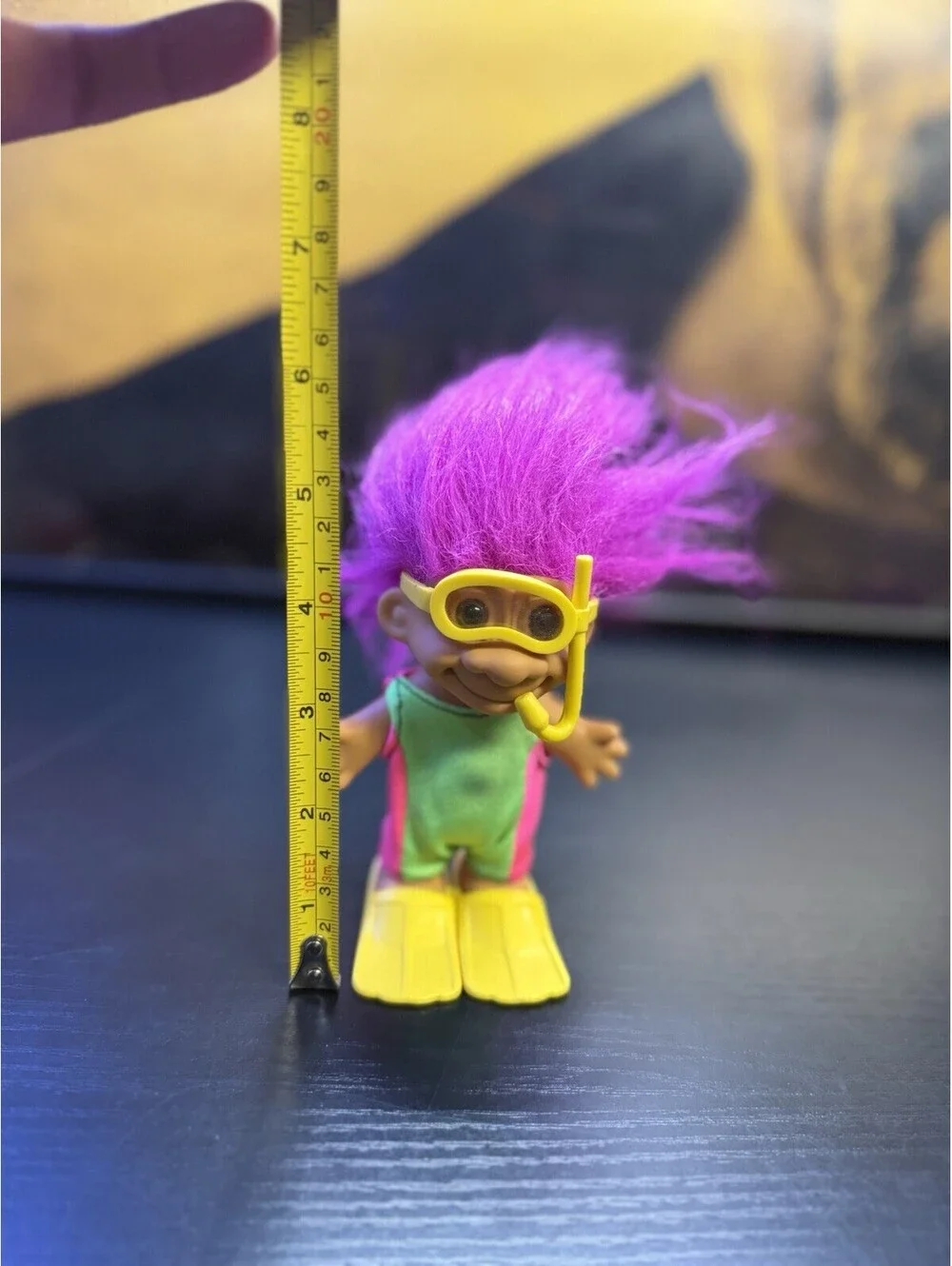 Vintage Russ Troll Doll Scuba Diver Purple Hair Snorkel Fins 5in #18414
